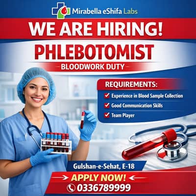 Phlebotomist Required for Diagnostic Lab (Bloodwork Duty)