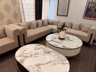 Stylishboucle corner sofa set slightly used