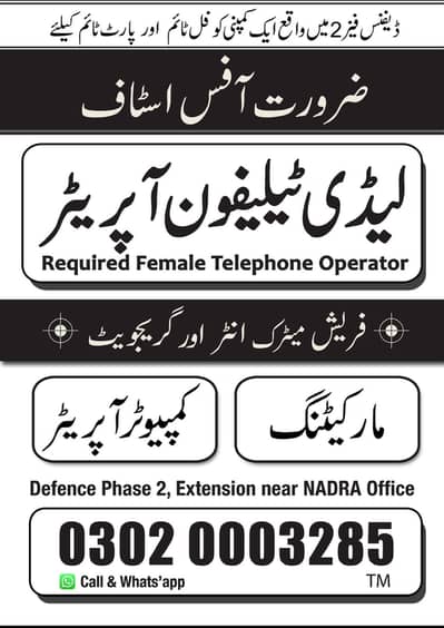Required Female Telephon Oprator