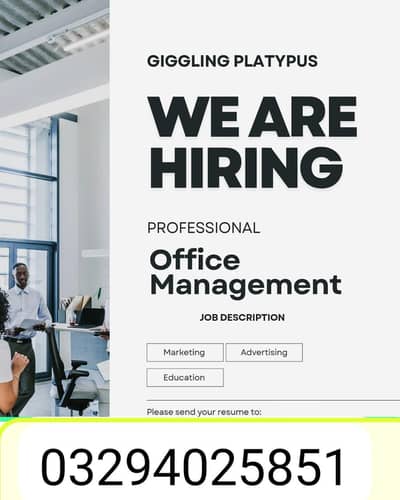 urgently hiring for office management