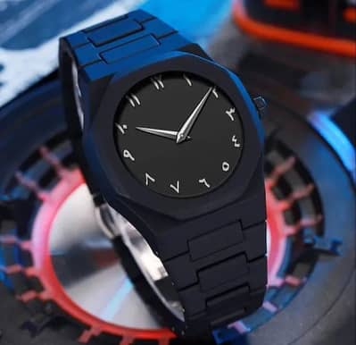 Men’s Stealth Black Arabic Dial Watch - Luxury Design