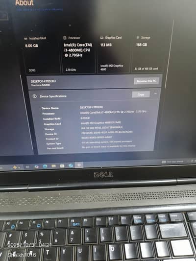 Dell Core i7 _4800MQ 4th generation