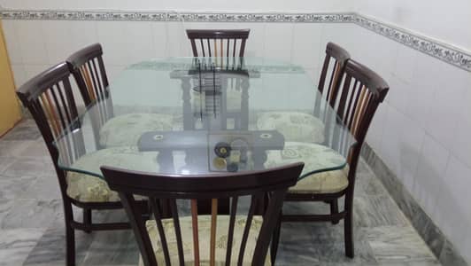 6 chair dining table set with thick glass top