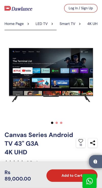 dowlince Canvas Series Android TV 43" G3A 4K UHD