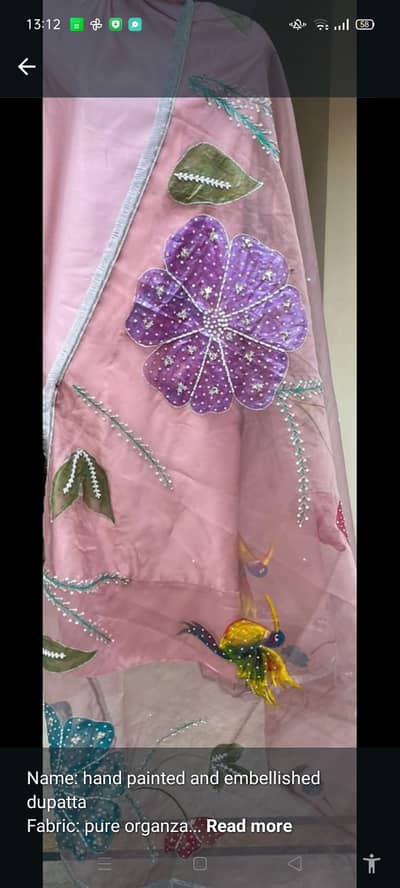 Hand painted heavy embalishment dupata