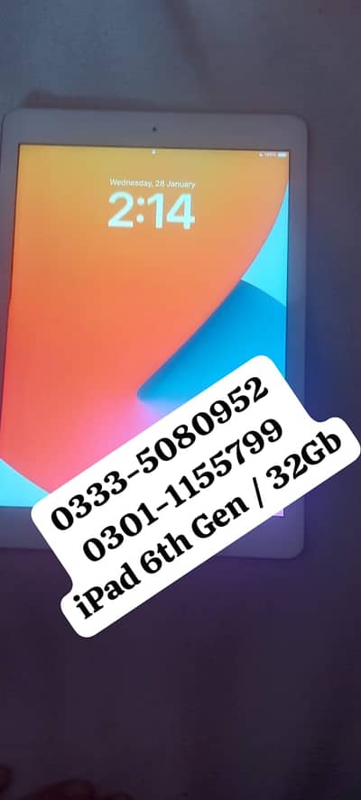 APPLE iPad 6th Gen / 32GB Wifi/GOLD / 10-10 Cond. -only iPad & Adapter