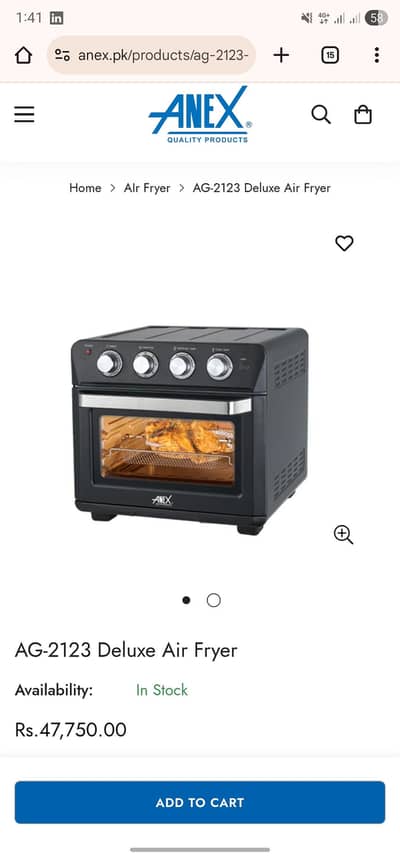 Anex Air fryer AG-2123, brand new