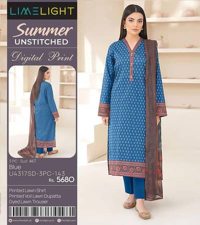 printed Lawn shirt.      printed voil Lawe Dupatta Dyed Lawn trouser