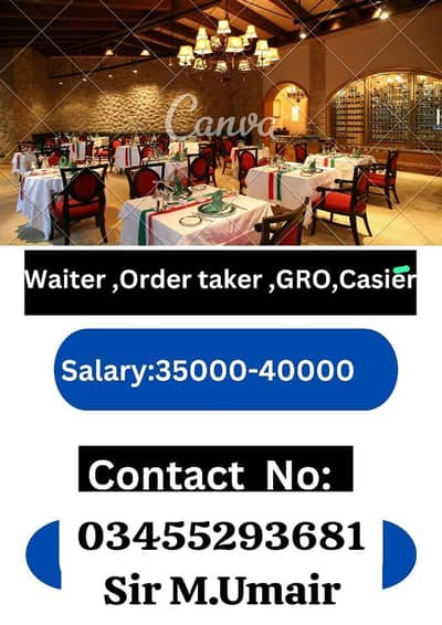 need urgent staff waiter oder taker GRO cashier 03455293681