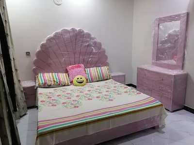 poshish bed set including bed,mattress, 2 side tables and dressing.