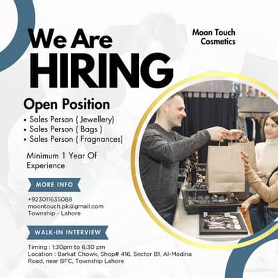 Retail Sales Specialists (Jewellery, Bags, Fragrances)