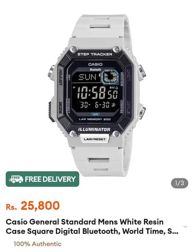 Casio Bluetooth Step Tracker Digital Watch – White (Original)