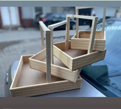 wooden basket and envelope