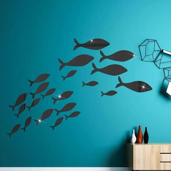 23 Pcs Fish School Vinyl Wall Stickers Living Room Self-Adhesive DIY Wall Decal For The Decoration Kids and schools children room By The Muslim Stores