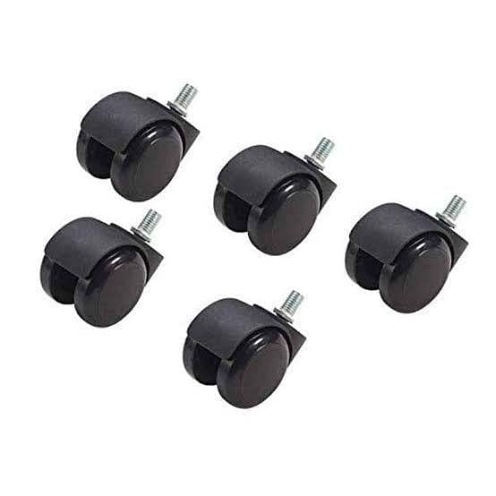 Threaded Chair Wheels Set of 5 (M8) for 360° Rotation
