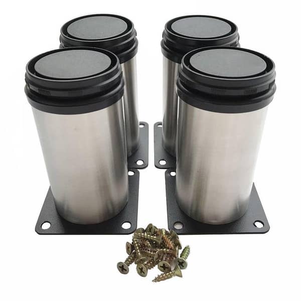 Stainless Steel Furniture Legs — Adjustable, Pack of 4, Various Heights