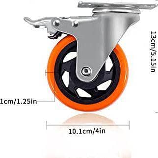 Caster Wheels, 4 Inch, Heavy Duty PVC, Set of 4 with 300 kg Capacity