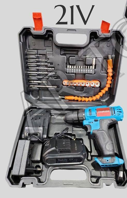 Cordless 21V Rechargeable Drill with Accessories