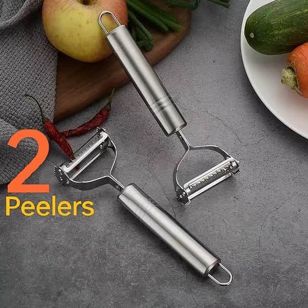 2-in-1 Stainless Steel Peeler and Grater for Vegetables and Fruits, Potato Slicer, Kitchen Shredder Tool