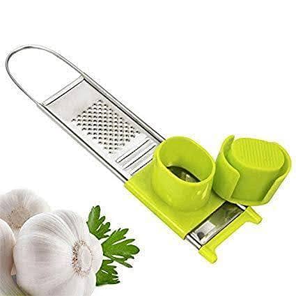 Stainless Steel Ginger and Garlic Press, Grater, Cutter, and Slicer - Versatile Kitchen Tool for Easy Food Preparation