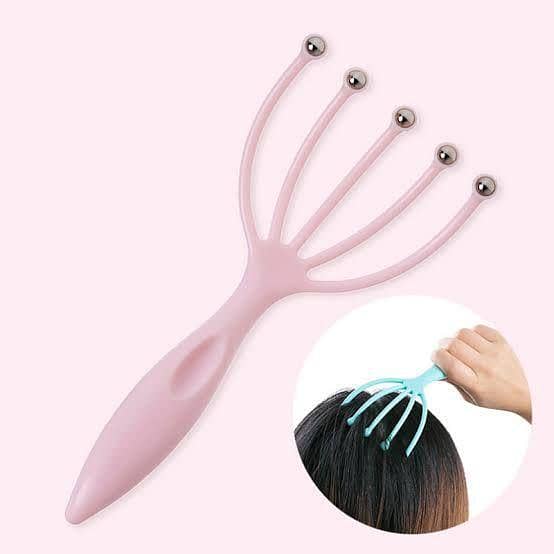 Head Massager with Five Finger Claws and Steel Ball for Scalp and Neck Relief - Handheld Octopus Design