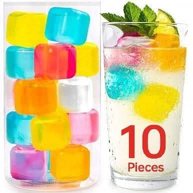Reusable Ice Cubes - Refreezable Plastic Ice Cubes for Drinks, Non-Melting Ice Cubes for Cocktails, Soft Drinks, Juice, and Cold Coffee in Various Shapes