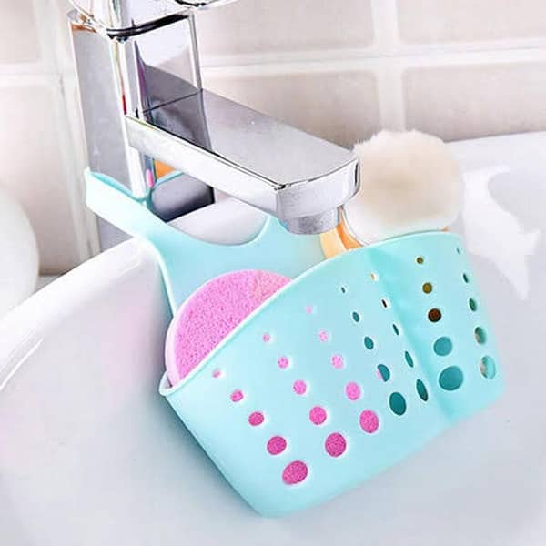 Faucet Basket Storage Rack for Kitchen Sink - Sponge Holder and Organizer for Bathroom Accessories