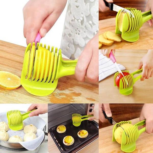 Handheld Slicers for Lemons and Tomatoes - Multipurpose Kitchen Tongs and Vegetable Cutter for Potatoes and Onions, Easy Food Slicing Tool