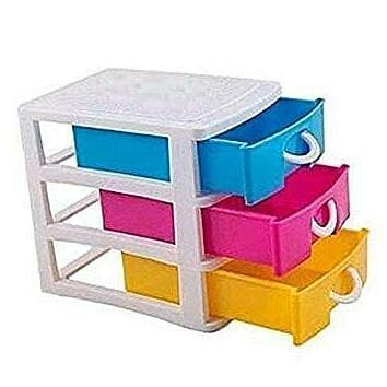 HOKIPO Mini Multicolor Plastic Desk Drawer Organizer with 3 Layers