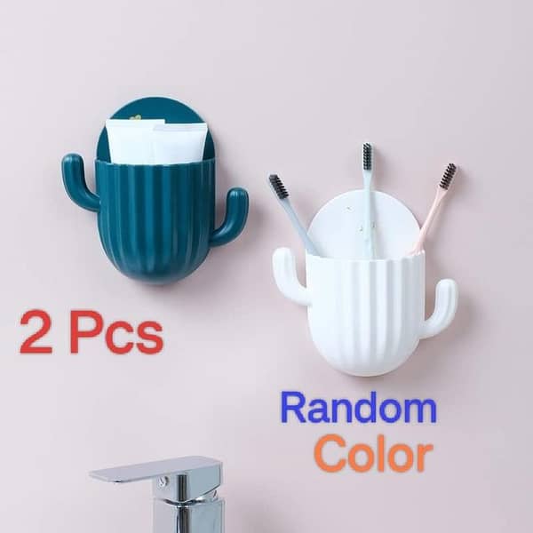 Cactus Suction Cup Wall Mounted Mobile Holder for Toothbrushes and More - Cute Cartoon Organizer for Bathroom, Kitchen, Office, Dressing Room