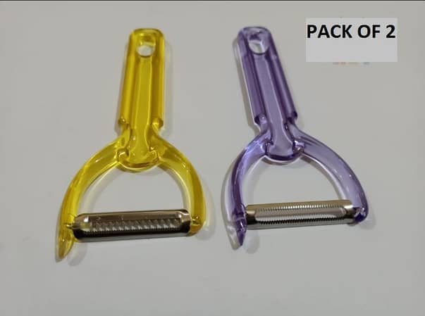 Set of 2 Multifunctional Vegetable and Fruit Peelers with Stainless Steel Blades and Durable Plastic Handles