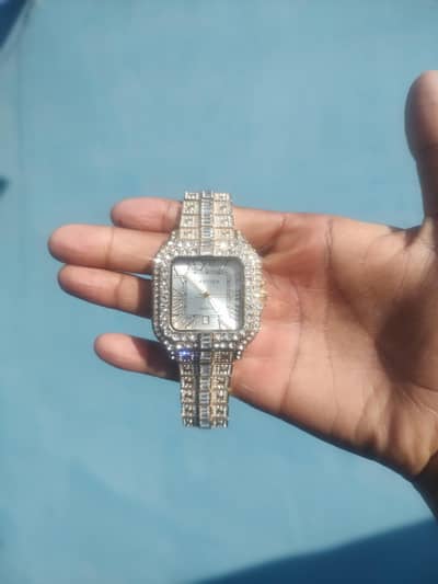 Golden Iced Out Watch for Men - Premium Quality - Roman Dial
