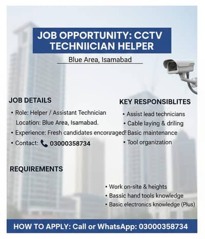 Job For CCTV Technician Helper