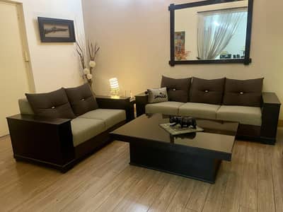 Sofa set, table set and blind with show curtains