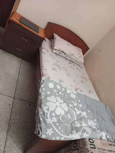 Modern Single Bed with Side Table & Cabinet