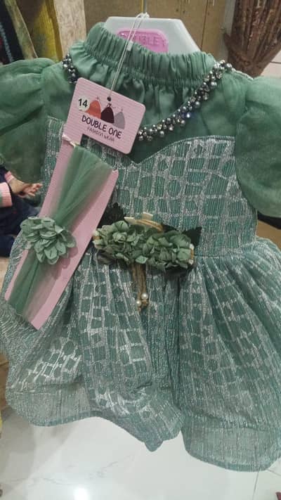 pista green colur . . fairy frock with hair band