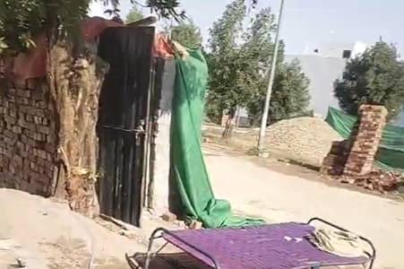 Used Pre-cast slab & Girder & MS Door & Green cloth for plot boundary