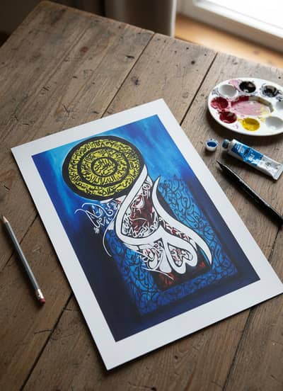Original Handmade Islamic Calligraphy Painting - Modern Abstract Style