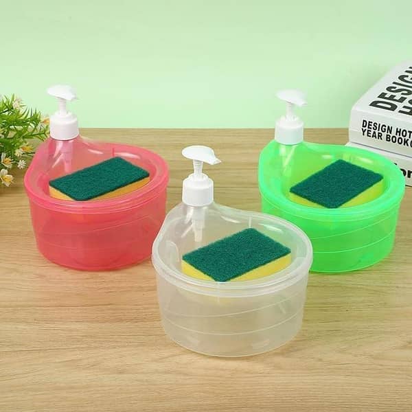2 in 1 Soap Dispenser with Sponge Holder for Kitchen Sink, 400 ML