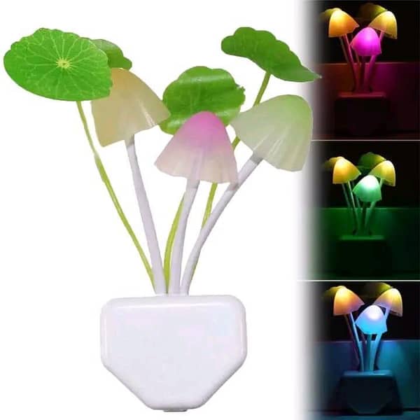 Automatic Sensor Light Night, Color-Changing LED Mushroom Lamp for Bedroom