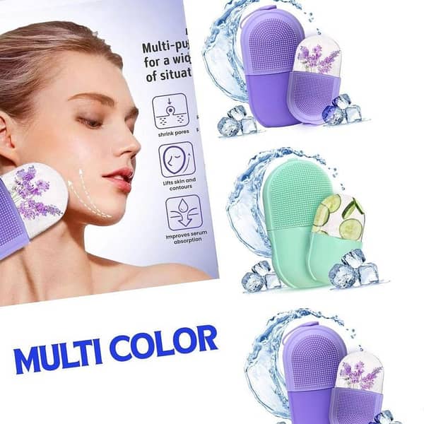 Ice Roller Facial Massage Tool with Silicone Ice Molds for Lifting and De-Puffing