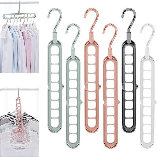9-Hole Space-Saving Hanger 360° Rotating Folding Magic Hanger for Wardrobe and Drying