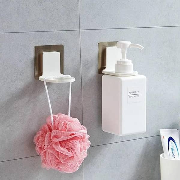 Pack of 2 Self-Adhesive Wall Mount Shelves for Shampoo, Shower Gel, and Liquid Soap Holders