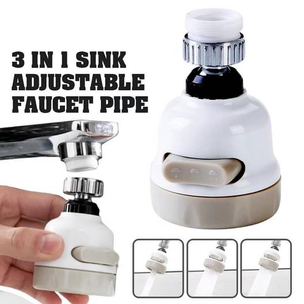 3 IN 1 Sink Tap Head Adjustable Water Faucet Pipe Attachment Water-saving Faucet Sprayer Splashproof Faucet Bubbler Bathroom Kitchen Moveable Faucet Accessories