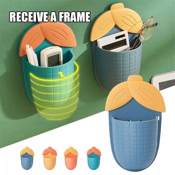 Corn Shape Multifunctional Self-Adhesive Wall Mounted Rack Versatile Storage Box Cartoon Wall Mounted Style Non Perforated Home Bathroom Storage Box Small Object Sorting Box