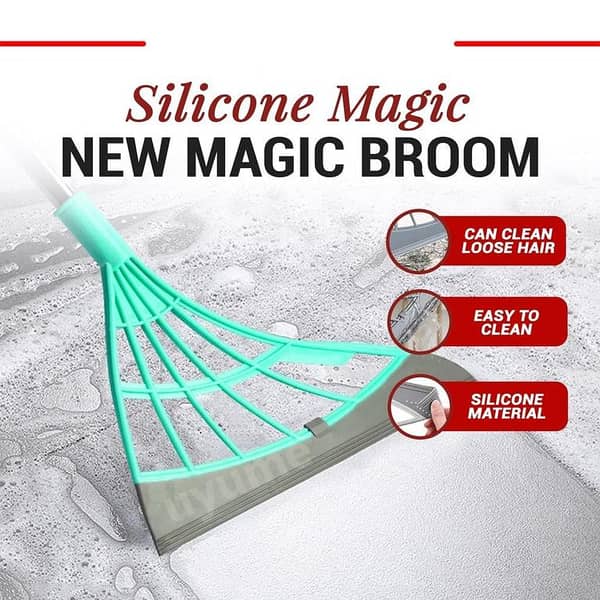 Multifunction Magic Broom, Household Silicone Wiper Floor Squeegee, Hair Sweeping Floor Scraping Sweeper for Bathroom, Window, Kitchen, Tile Floor Cleaning