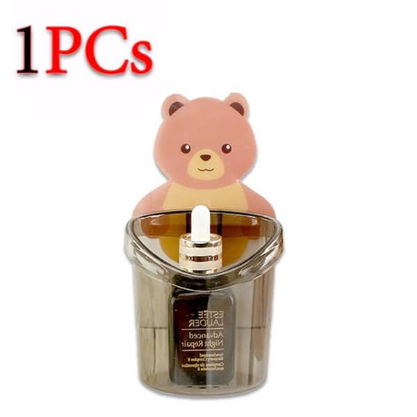 Toothbrush Holder Punch Free Cute Bear Storage Rack Wall-mounted Bathroom Accessories Set Tooth Brush Stand Shelf Bathroom Accessories