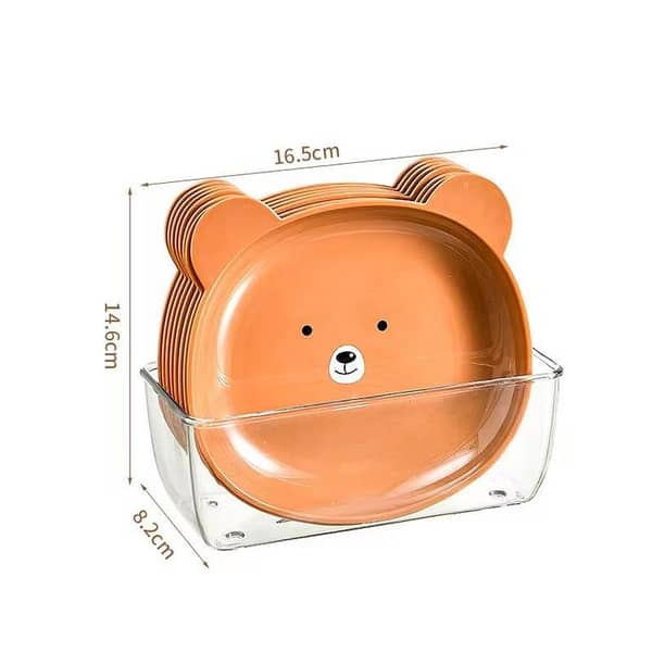 8 Plates With Stand Cute Cartoon Bear Dish Plate Used for Dry Fruit Snack Pan Fruit Dishes Saucer Tea Tray Dessert Dinner Plate with Storage Box