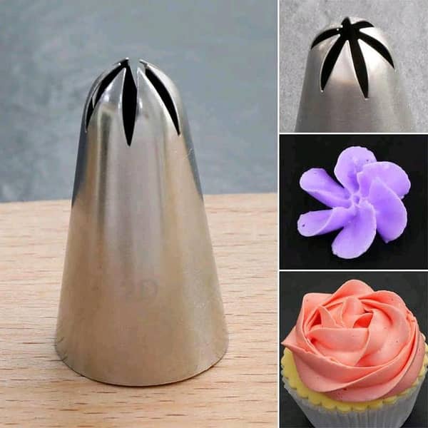 2D Nozzle Silver Stainless Steel Rose Flower Cream Piping Nozzles Cupcake Baking Decoration Cake Decorating Tools #2D