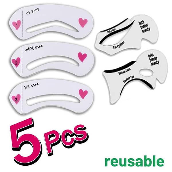 Reusable Stencil Set for Cat Eye, Smoky Eye, and Eyebrow Grooming – DIY Drawing Guide and Styling Templates